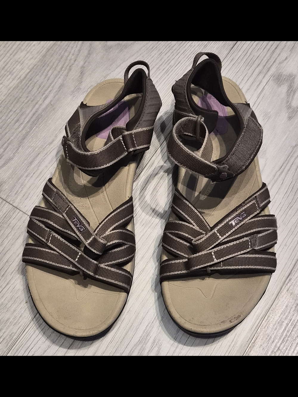 Teva Women's Brown and Tan Strappy Sport Sandals